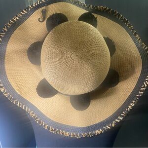 Betsey Johnson Tan Straw Hat with Pink Tag